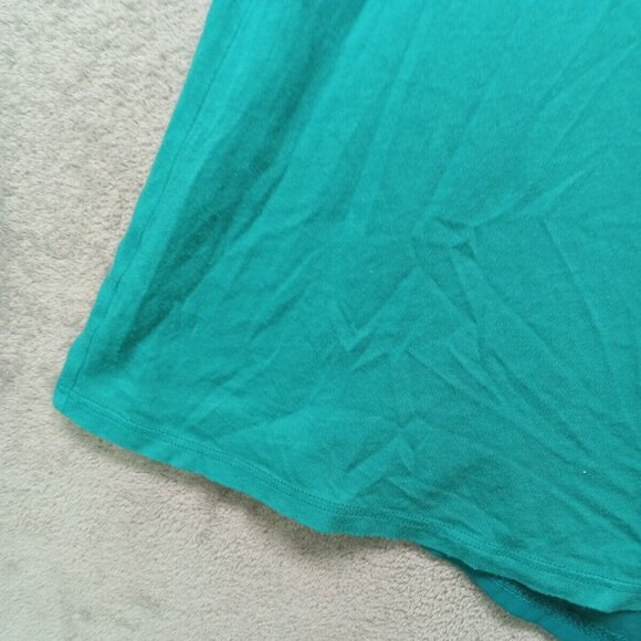 STYLEMINT Top  Size 2 Women Short Sleeve Casual Solid Turquoise Knit Sheer Back - Picture 7 of 13